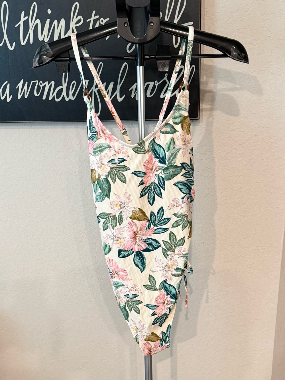 Floral Ribbed One-Piece Swimsuit NWT